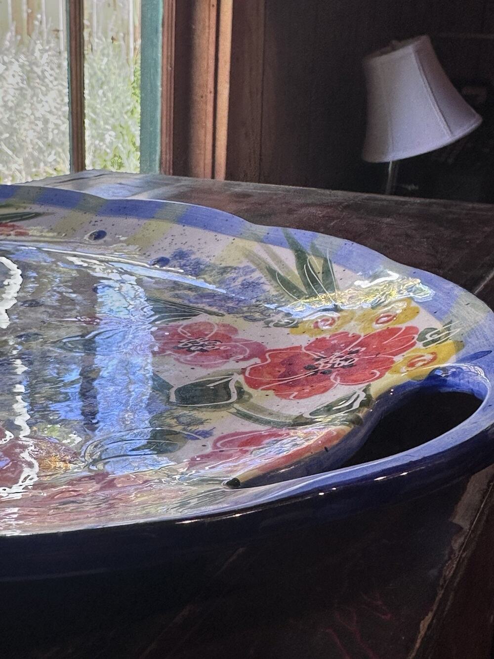 Julie Ueland Enesco Ceramic Serving Platter 2000 Feels Like Home Floral Poppies